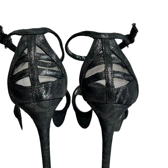 STUART WEITZMAN Heels Womens 8.5M Black Platform Ankle Strap Glitter Tizyou - Picture 11 of 12